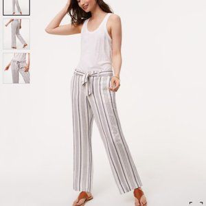 Ann Taylor Loft Striped Wide Leg Pants with Belt  NWT